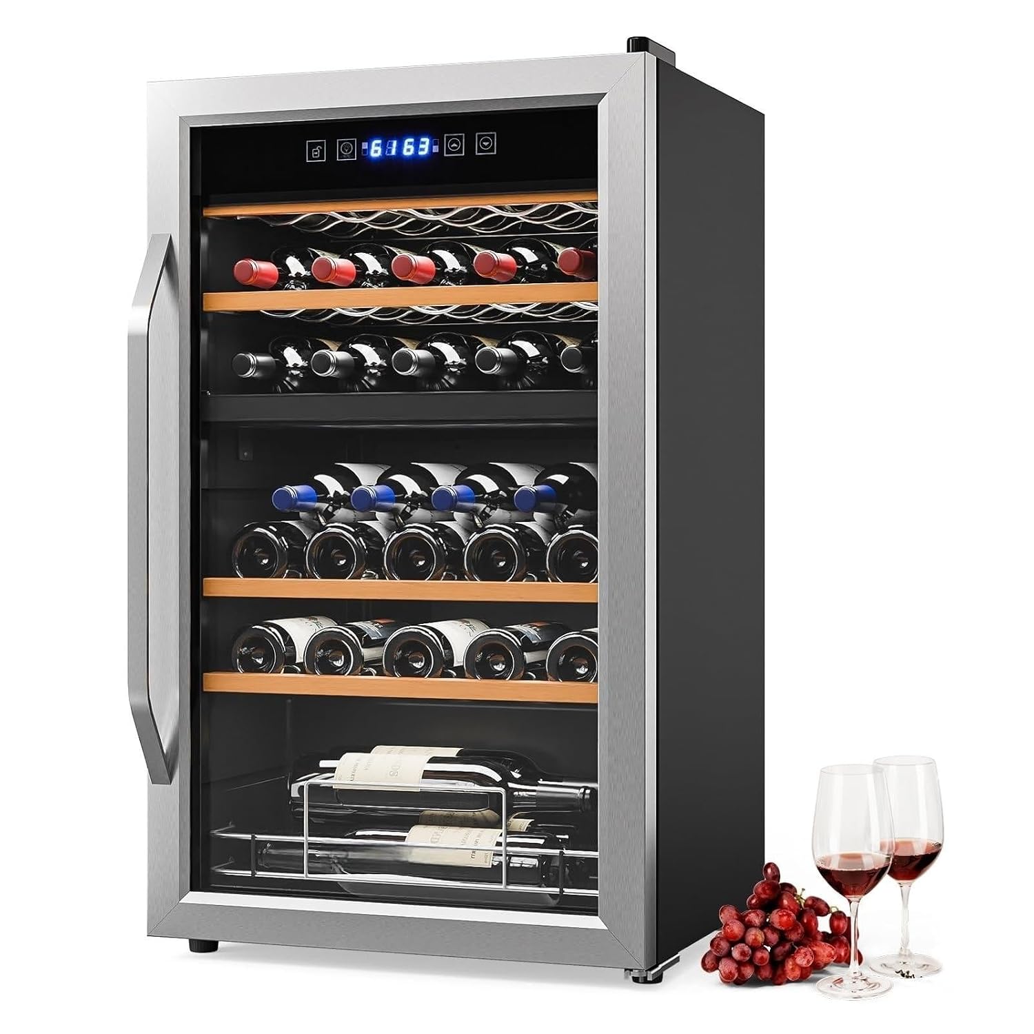Wine Beer Dual Zone - 33 Bottle Dual Zone Wine Cooler,
