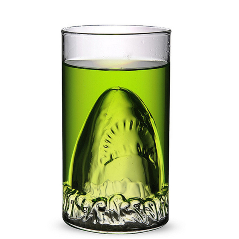 Wine Beer Coffee Drink - 300ml Shark Drinking Double Glass Wall