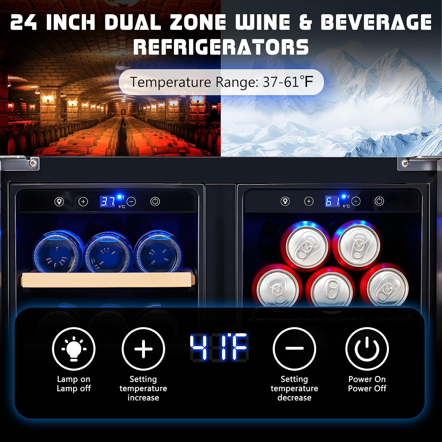 Beverage Refrigerator, 24-Inch - Wine Beer Dual Zone ulasan dan harga