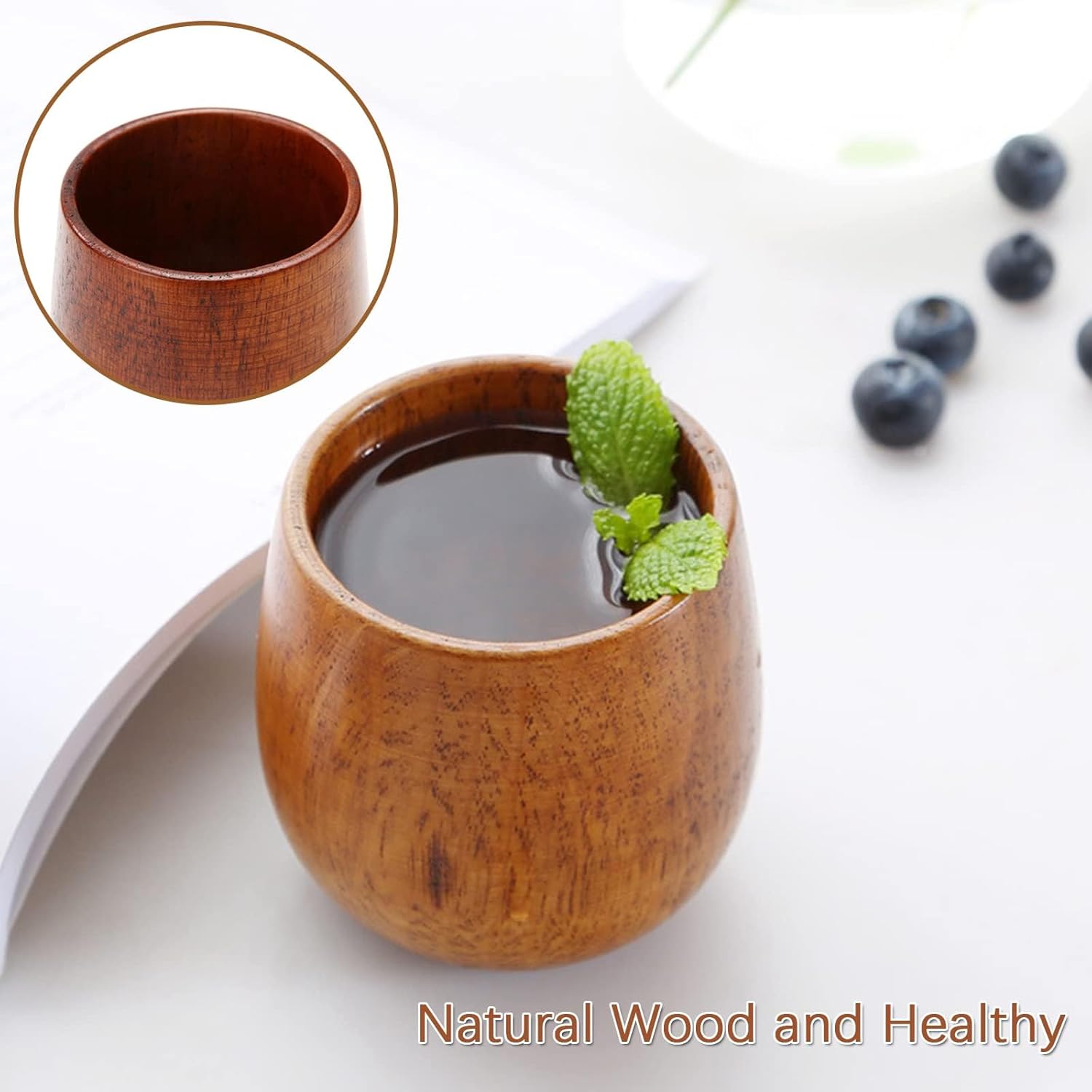 Wooden Tea Cups Top Grade Natu - Wine Beer Coffee Drink ulasan dan harga