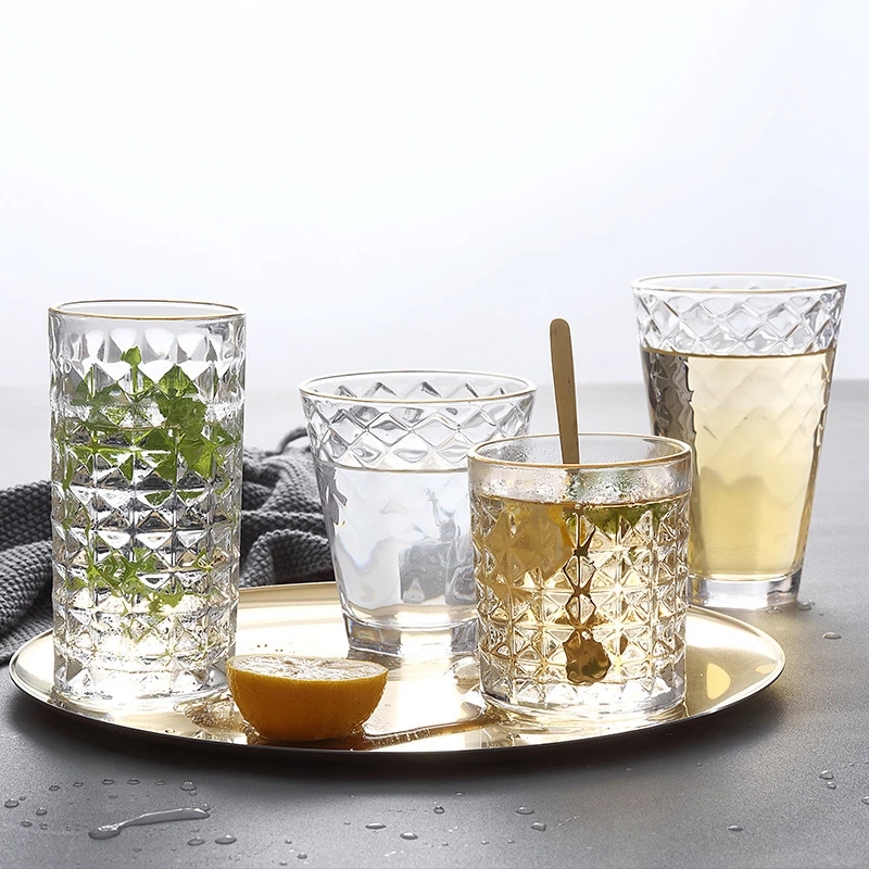 3/2/Pcs Embossed Glass Cup Cof - Wine Beer Coffee Drink ulasan dan harga