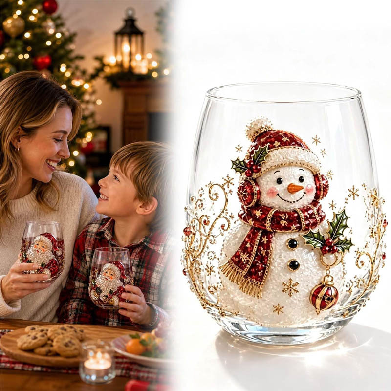 3D Christmas Glass Art Cup San - Wine Beer Coffee Drink ulasan dan harga