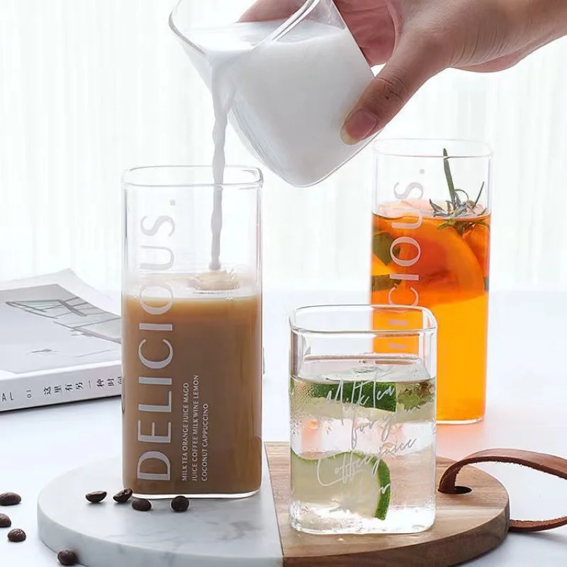 Square Simple Glass Cup Clear  - Wine Beer Coffee Drink ulasan dan harga